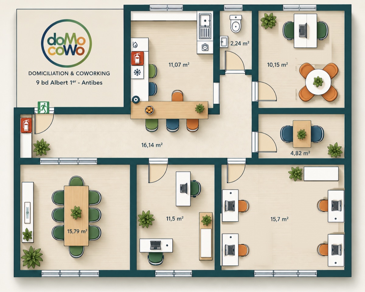 Plan de l'espace de coworking